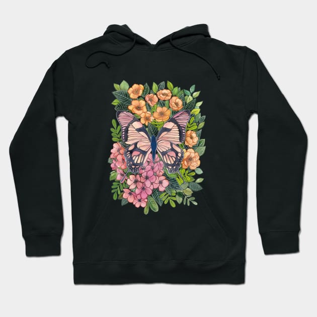 Butterfly in Flowers 2 Hoodie by gusstvaraonica